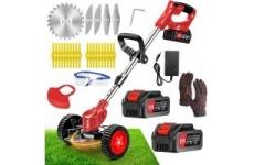 vente privée Debroussailleuse Electrique sans Fil 21V, Coupe Bordure sans Fil avec Batterie 4.0Ah et 3 Types de Lames, Débroussailleuses Electrique Batterie pour la Coupe de Jardin, Pelouses et Terres Agricoles