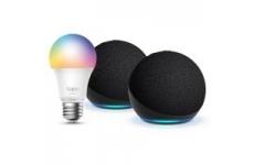vente privée Echo Dot (5e génération) | Anthracite, pack de 2 + Tapo L530EA ampoule connectée LED (E27), Fonctionne avec Alexa - Kit de démarrage Maison connectée