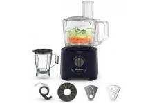 vente privée Moulinex Easy Force, Robot Cuisine Multifonction Compact 3L, 800W, 2 Vitesses + Pulse, 25 fonctions, 6 accessoires, Blender, Râpes, Bleu, FP247810