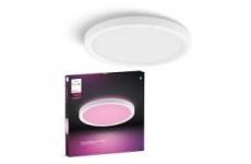 vente privée Philips Hue Devote Panneau LED connecté, White and Color Ambiance, Rond 30 cm, 16,6W, 2000 lumens, Cadre blanc pour éclairage intérieur, plafond, salon, cuisine, couloir