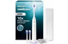 vente privée Philips Sonicare 6100 - Brosse à dents électrique sonique avec 2 modes de brossage, 3 niveaux d'intensité, Alerte de pression, EasyStart, Coffret de voyage, Blanc, HX7400/02 [Nouvelle technologie]