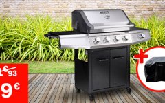 vente privée LES ESSENTIELS BARBECUE GAZ 4+1 BRÛLEURS ET HOUSSE PROTECTION