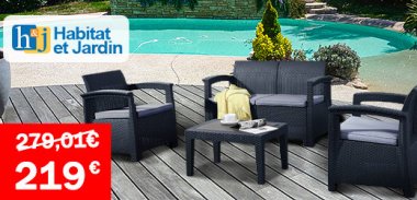 vente privée LES ESSENTIELS SALON DE JARDIN 4 PLACES RÉSINE TRESSÉE