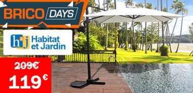 vente privée LES ESSENTIELS PARASOL DE JARDIN DÉPORTÉ CARRE 2.5 X 2.5 M