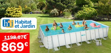 vente privée LES ESSENTIELS PISCINE TUBULAIRE RECTANGLE AVEC ACCESSOIRES