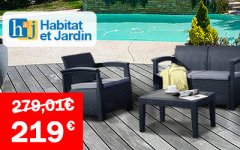 vente privée LES ESSENTIELS SALON DE JARDIN 4 PLACES RÉSINE TRESSÉE