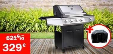 vente privée LES ESSENTIELS BARBECUE GAZ 4+1 BRÛLEURS ET HOUSSE PROTECTION