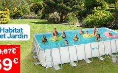 vente privée LES ESSENTIELS PISCINE TUBULAIRE RECTANGLE AVEC ACCESSOIRES