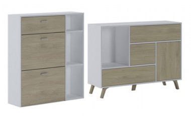 vente privée Ensemble de 2 meubles avec buffet et meuble à chaussures, coloris au choix, livraison offerte