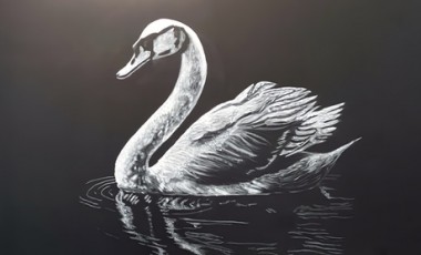 vente privée Dessin artistique personnalisé en peinture noire et blanche sur mur (mx. 100 x 100 cm)