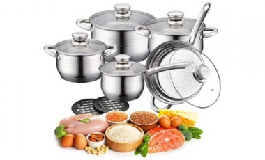 vente privée Batterie de cuisine Diana en acier inoxydable 12 pièces