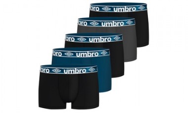 vente privée Lot de 5 boxers Umbro 100% coton pour homme, livraison offerte