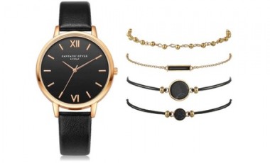 vente privée Ensemble montre acier inoxydable avec 4 bracelets interchangeables
