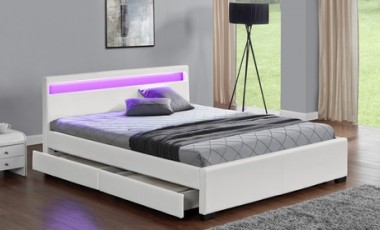 vente privée Lit Palms avec rangements et LED : 140 x 190 cm / Blanc