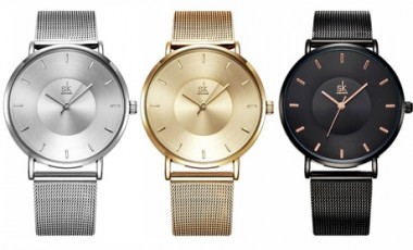 vente privée Montre de la marque SK, bracelet maille milanaise
