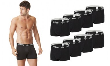 vente privée Boxers homme coton Umbro noirs lot de 8, 5 ou 3