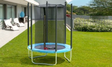 vente privée Trampoline JUMP4FUN avec filet de sécurité intégré : 8FT / Bleu