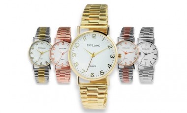 vente privée Montre à 3 aiguilles Excellanc avec bracelet en acier inoxydable, modèle au choix