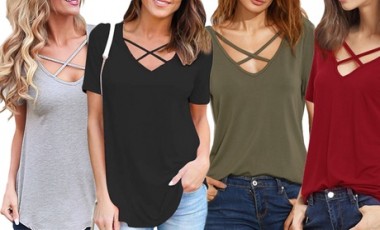 vente privée T-shirt croisé sur le devant, taille et coloris au choix