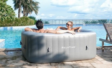 vente privée Spa gonflable 130 Jets : 6 places carré / Gris