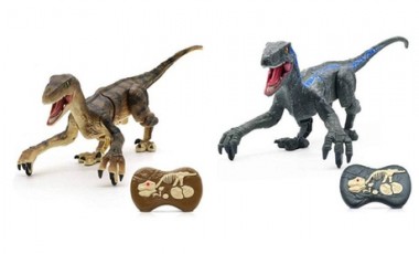 vente privée 1 ou 2 jouets dinosaure vélociraptor télécommandés avec lumière et son, coloris au choix