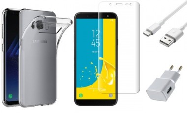 vente privée Pack complet : Chargeur, câble USB, coque transparente et verre trempé pour Samsung Galaxy S7 / S8 / S9 / S10 et Note 8