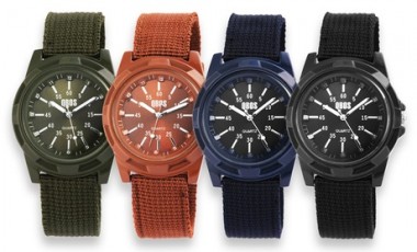 vente privée 1, 2 ou 3 montres à mouvement à quartz Qbos avec bracelet en nylon, coloris au choix