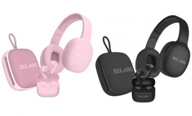 vente privée Pack Audio 3-en-1 Bolaris avec casque audio sans fil avec écouteurs et enceinte Bluetooth : Rose