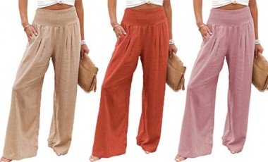 vente privée Pantalon en coton et lin : 2 / M / Kaki + Noir