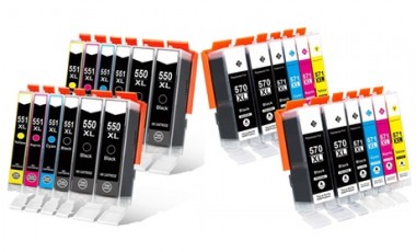 vente privée Cartouches d'encre compatibles pour imprimantes Canon, séries 520/525/550/570