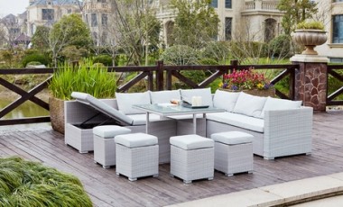 vente privée Salon de jardin Gwandi encastrables en résine tressée Côté Lounge : Gris-gris