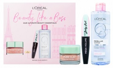 vente privée Coffret L'Oreal Paris Beauty like a Boss avec masque à l'argile, eau micellaire et mascara