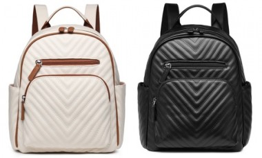 vente privée LG2323 Water-Resistant Chic PU Leather Backpack - Black