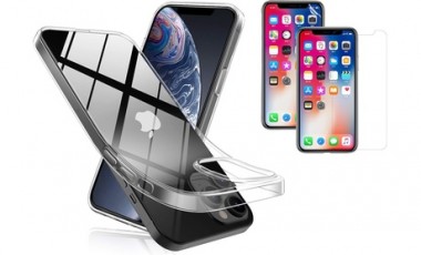 vente privée Coque TPU transparente pour iPhone et lot de 2 protections d'écran pour iPhone