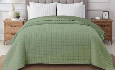 vente privée Couette à deux tons fabriquée en Italie : 250 x 250 cm / Pétrole et gris