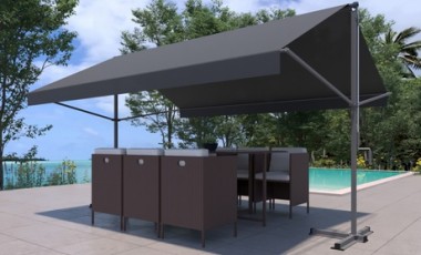 vente privée Store banne manuel à double pente de Kocoon : 2 95 x 3m / Gris