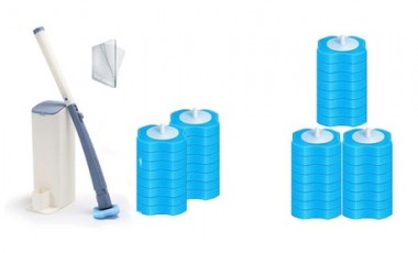 vente privée Set de brosses de toilettes jetables avec support mural : Set de brosses de toilettes jetables avec support mural