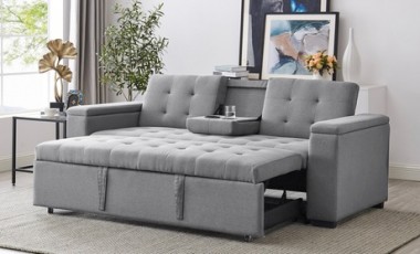 vente privée Canapé convertible Tiliia avec dossier rabattable de Kocoon : Gris foncé