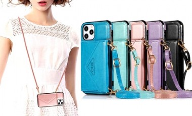 vente privée Coques en similicuir pour différents modèles d'iPhone avec bandoulière