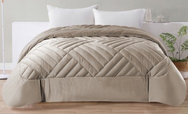 vente privée Couette double effet velours en polyester et microfibre 260 x 260 cm : Gris