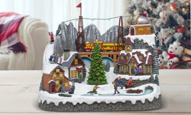 vente privée Villages de Noël avec lumière musique et mouvement : Modèle fontaine