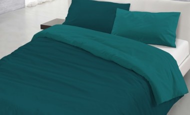 vente privée Ensemble housse de couette Couleur naturelle : 250 x 200 cm / Vert d eau et gris clair