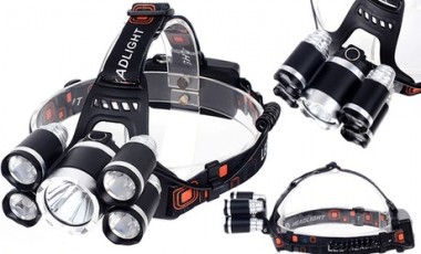 vente privée Lampe frontale 5 LEDs GloBrite, pour activités de camping, escalade, randonnée et cyclisme