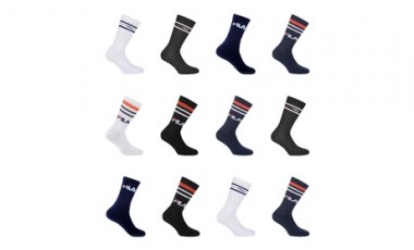 vente privée Lot de 12 paires de chaussettes tennis Fila : Noir / 43-46