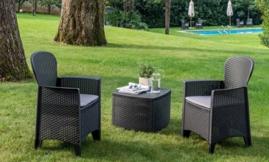 vente privée Set de jardin avec deux chaises et une table : Blanc