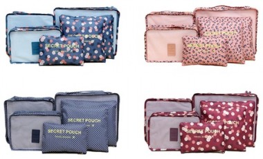 vente privée Ensemble de 6 sacs de rangement en maille légère lavables : Bleu floral