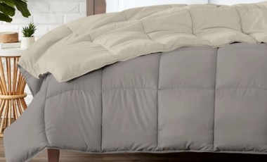 vente privée Couette double-face hiver : 155 x 200 cm / Crème et marron