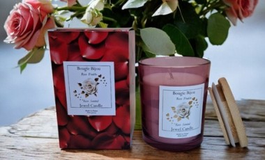vente privée Bougie parfumée à la rose avec bijou : BAB088-BIJOU-BLANC