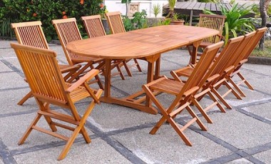 vente privée Salon de jardin Teck huilé Narra de Kocoon Paris : Table ovale 8 chaises