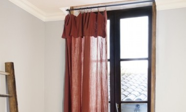 vente privée Rideau ajustable en gaze de coton avec 8 anneaux pinces 140 x 300 cm : Vert / 1